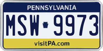 PA license plate MSW9973