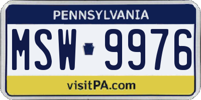 PA license plate MSW9976
