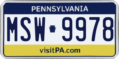 PA license plate MSW9978