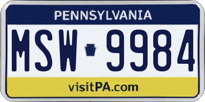PA license plate MSW9984