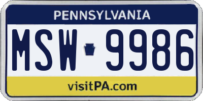 PA license plate MSW9986