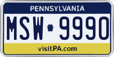 PA license plate MSW9990