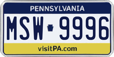 PA license plate MSW9996