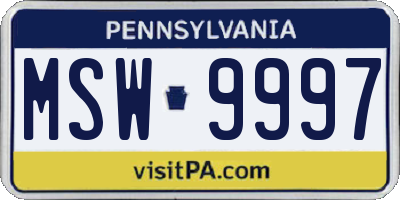 PA license plate MSW9997