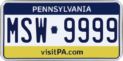 PA license plate MSW9999