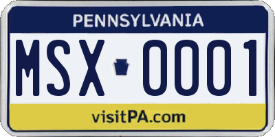 PA license plate MSX0001