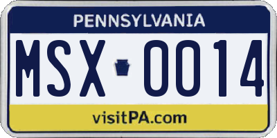 PA license plate MSX0014