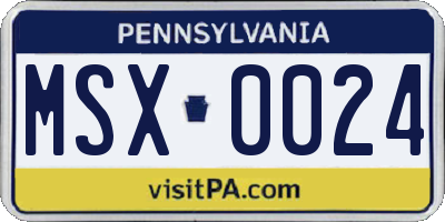PA license plate MSX0024
