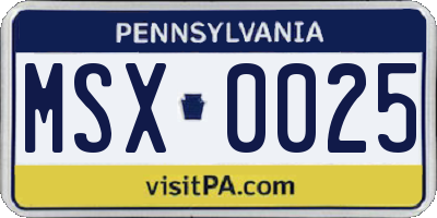 PA license plate MSX0025