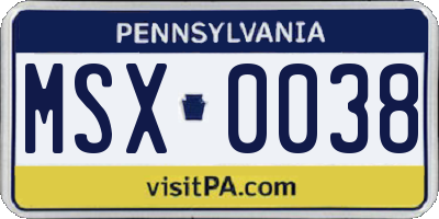 PA license plate MSX0038
