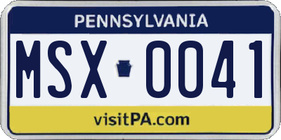 PA license plate MSX0041
