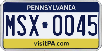 PA license plate MSX0045