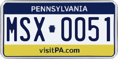 PA license plate MSX0051