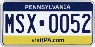 PA license plate MSX0052