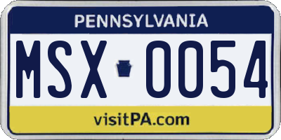 PA license plate MSX0054
