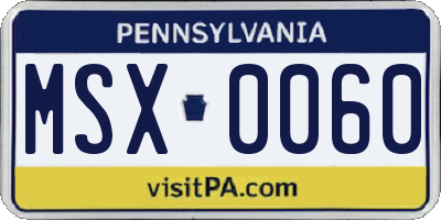 PA license plate MSX0060