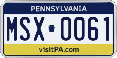 PA license plate MSX0061