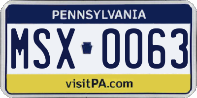 PA license plate MSX0063