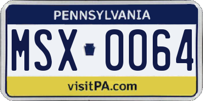 PA license plate MSX0064