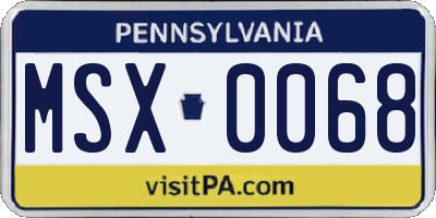 PA license plate MSX0068
