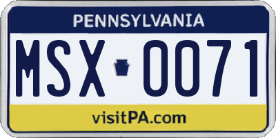 PA license plate MSX0071