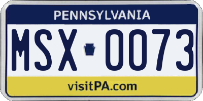 PA license plate MSX0073