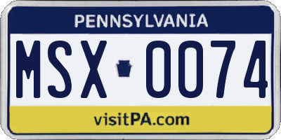 PA license plate MSX0074
