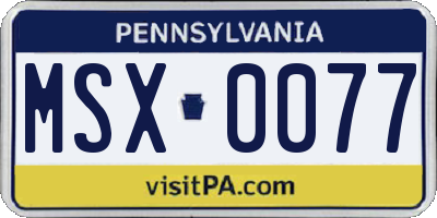 PA license plate MSX0077