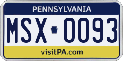PA license plate MSX0093
