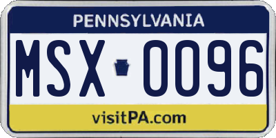 PA license plate MSX0096