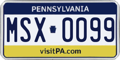 PA license plate MSX0099