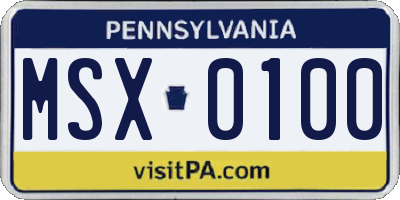 PA license plate MSX0100