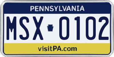 PA license plate MSX0102
