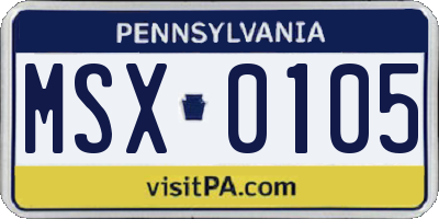 PA license plate MSX0105