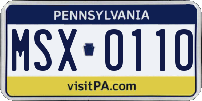 PA license plate MSX0110
