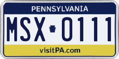 PA license plate MSX0111