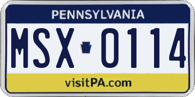 PA license plate MSX0114