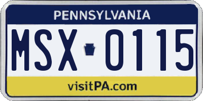PA license plate MSX0115