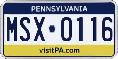 PA license plate MSX0116