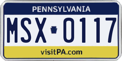 PA license plate MSX0117