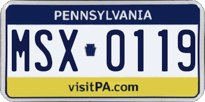 PA license plate MSX0119
