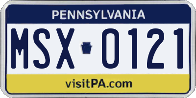 PA license plate MSX0121