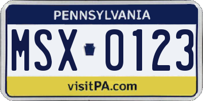 PA license plate MSX0123