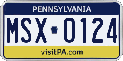 PA license plate MSX0124