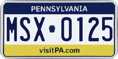 PA license plate MSX0125