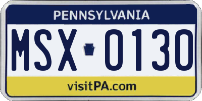 PA license plate MSX0130