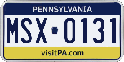 PA license plate MSX0131