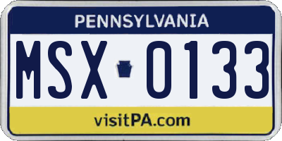 PA license plate MSX0133