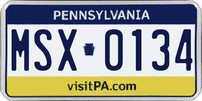 PA license plate MSX0134