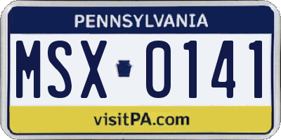 PA license plate MSX0141